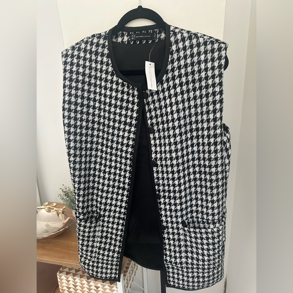 New York & Company Houndstooth Tweed Vest
